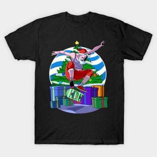 Santa Claus Skater Skateboarding Christmas Gift T-Shirt